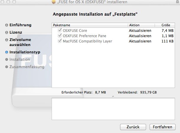 „FUSE for OS X (OSXFUSE)“ installieren