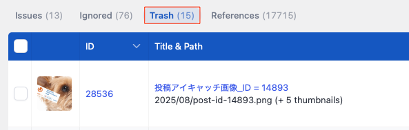 Media Creanerでスキャンしたときのメディアライブラリでどのように表示されるのか？