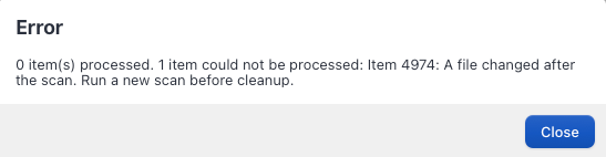 Media Cleanerで『Trash』に入っているファイルを削除しようとするとエラーになる